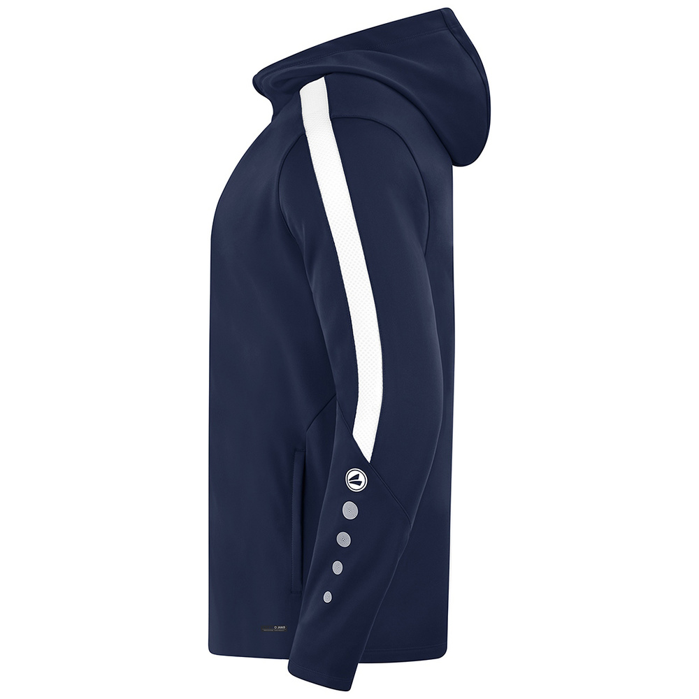 JAKO POWER HOODED JACKET, SEABLUE-WHITE-KIDS. 