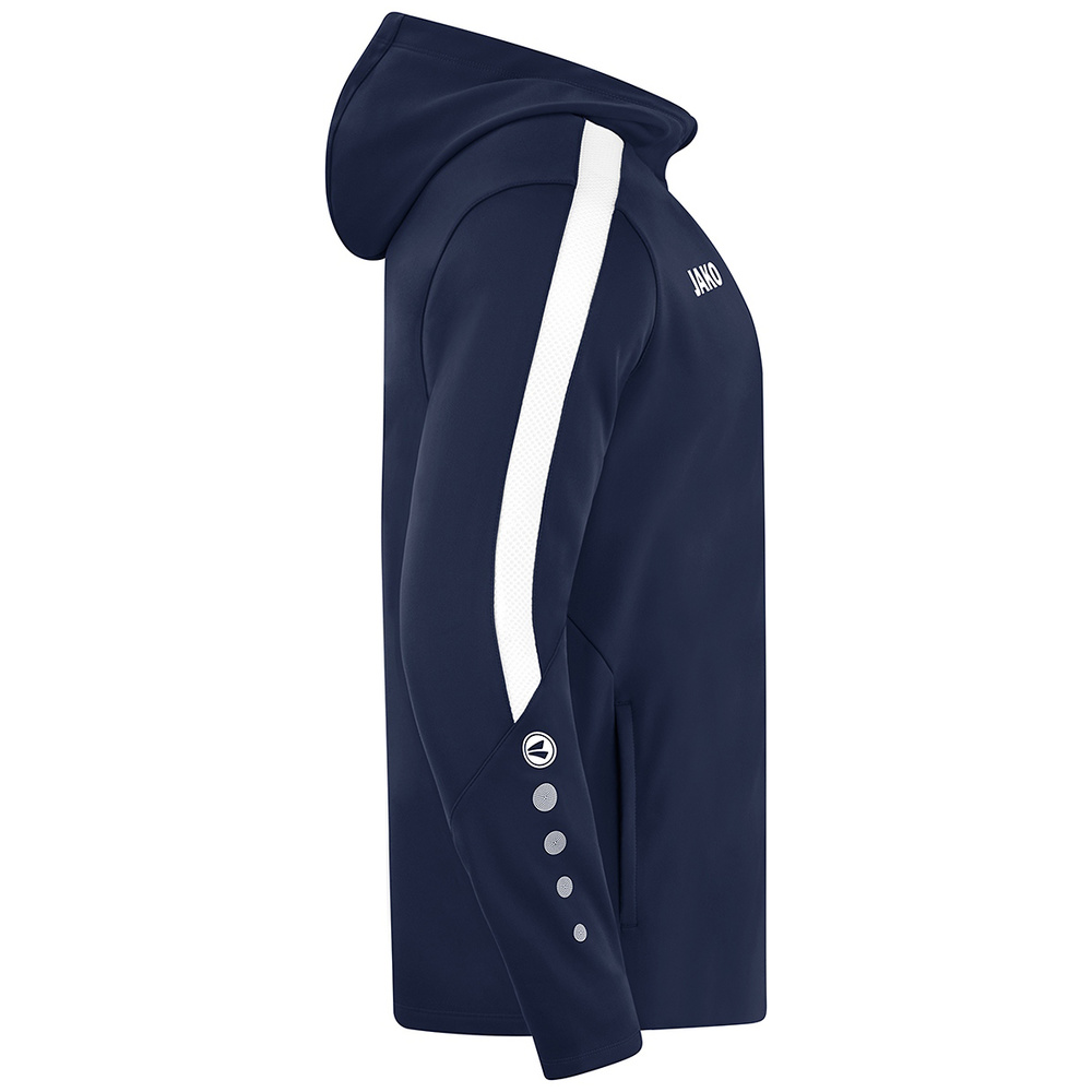 JAKO POWER HOODED JACKET, SEABLUE-WHITE-WOMEN. 