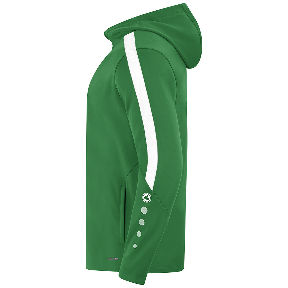 JAKO POWER HOODED JACKET, SPORT GREEN-WHITE KIDS. 