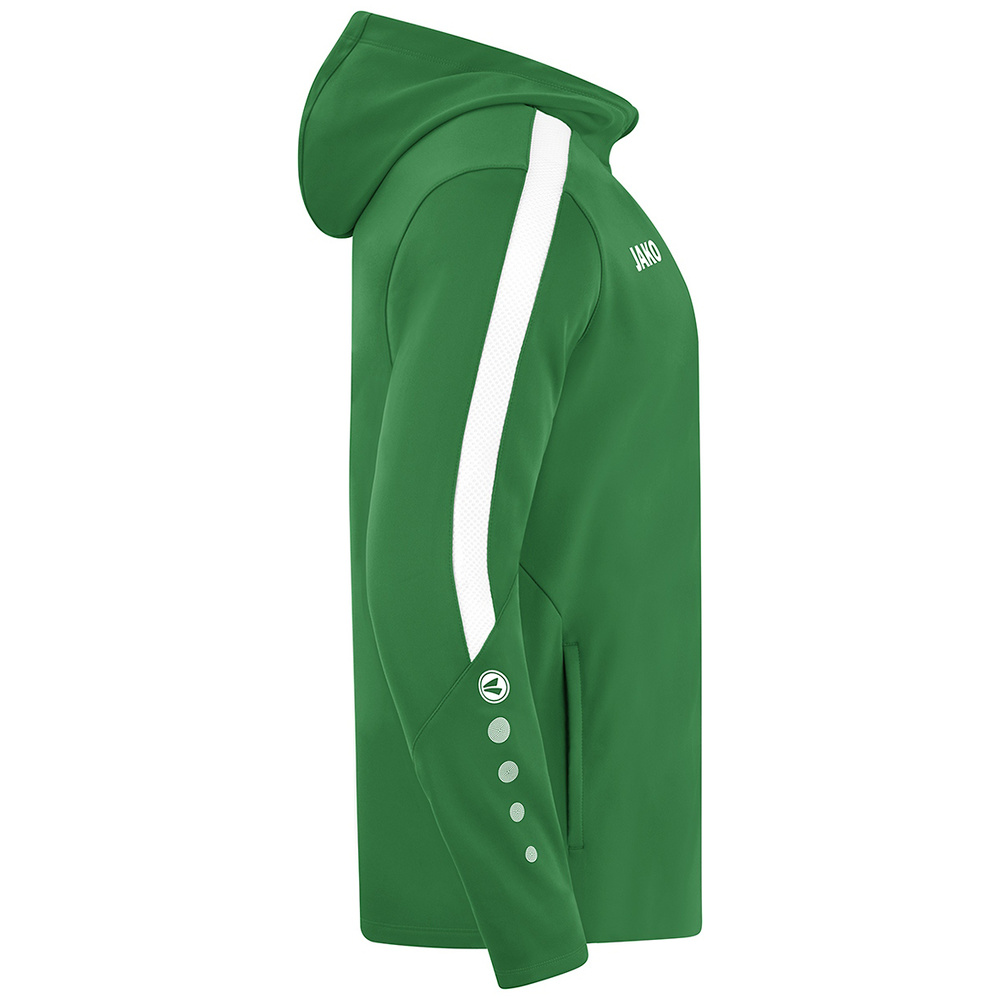 JAKO POWER HOODED JACKET, SPORT GREEN-WHITE WOMEN. 