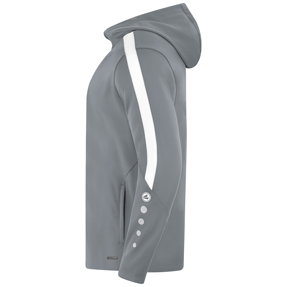 JAKO POWER HOODED JACKET, STONE GREY-WHITE-KIDS. 