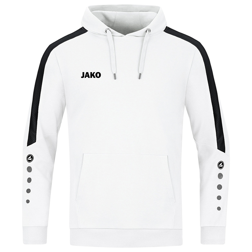 JAKO POWER HOODED JACKET, WHITE-BLACK KIDS. 