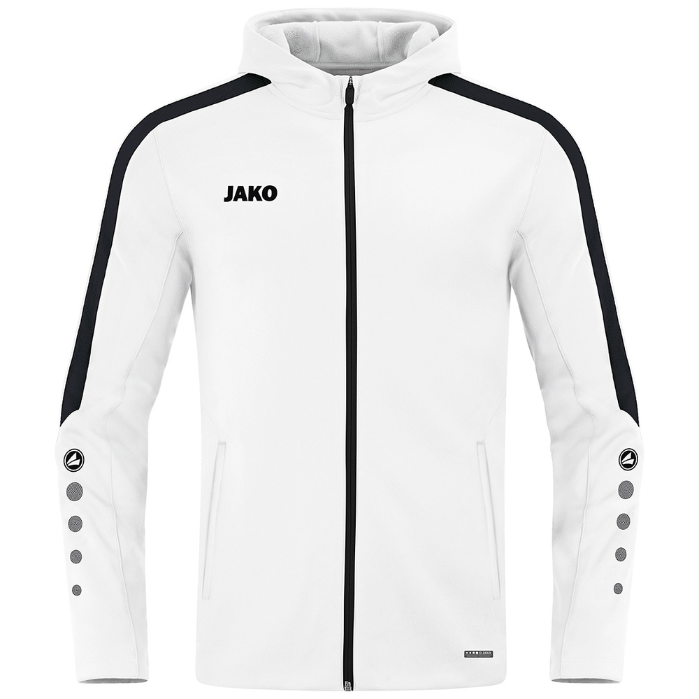 JAKO POWER HOODED JACKET, WHITE-BLACK-WOMEN. 