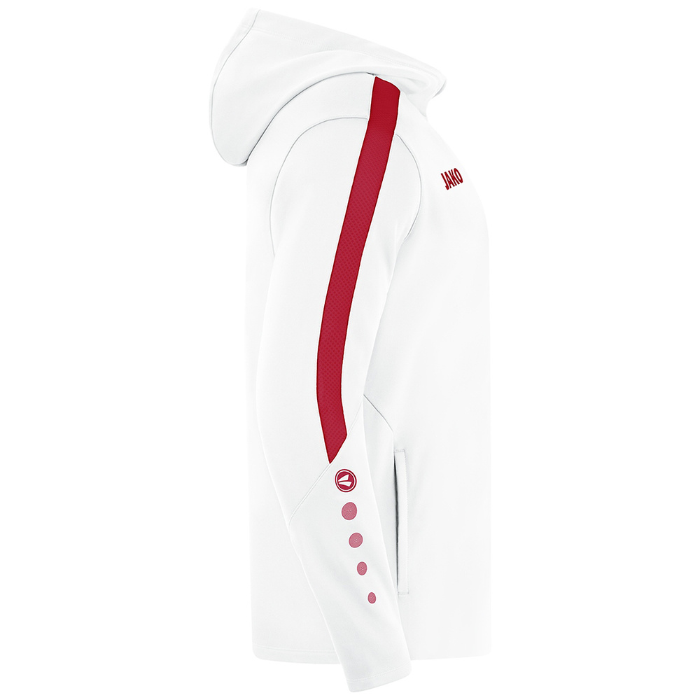 JAKO POWER HOODED JACKET, WHITE-RED-WOMEN. 