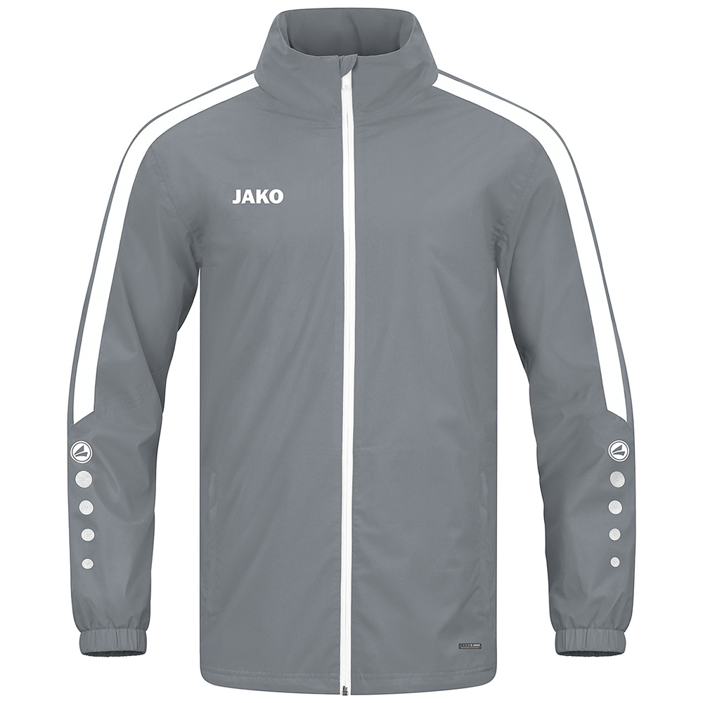 JAKO POWER RAIN JACKET, STONE GREY-WHITE UNISEX. 