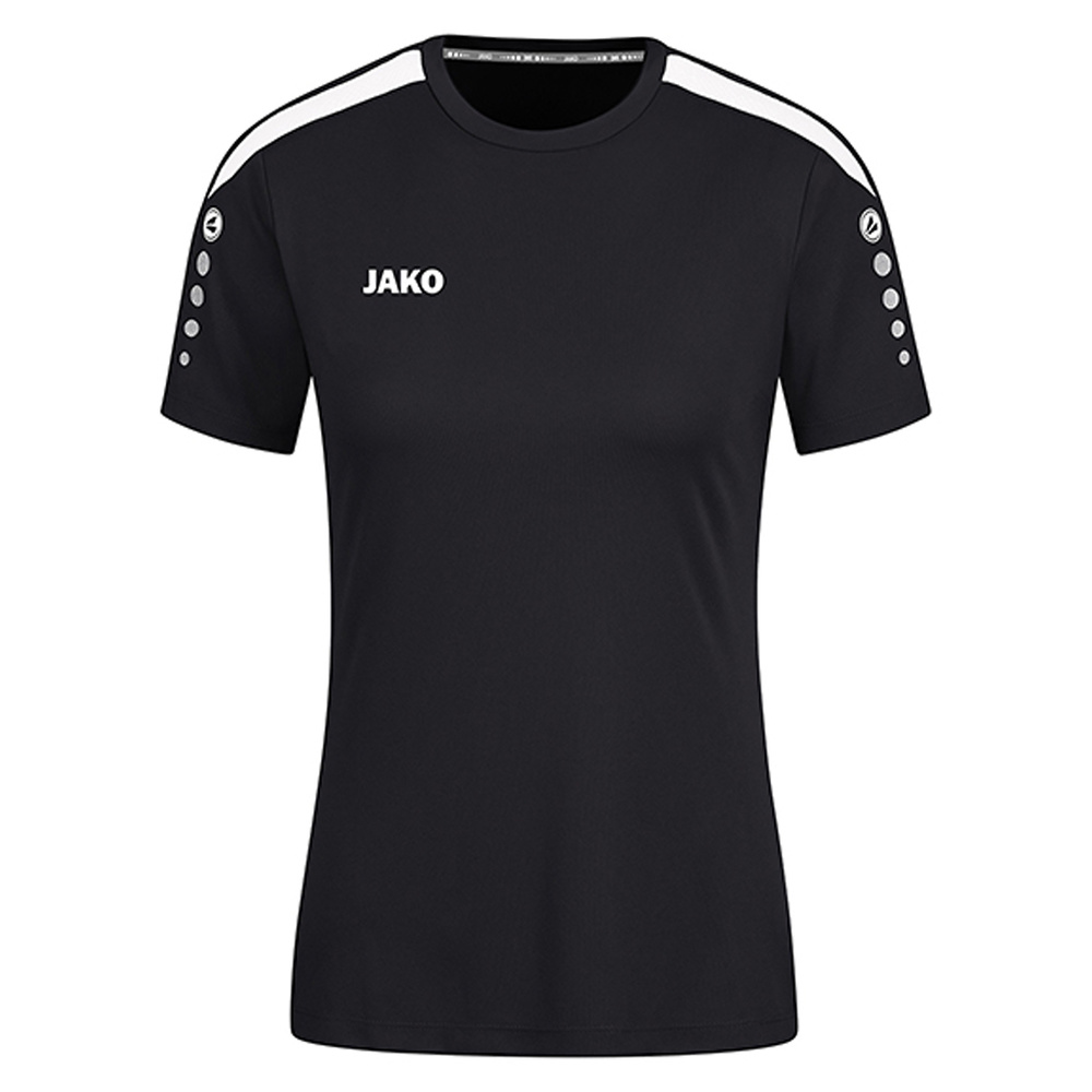 JAKO POWER T-SHIRT SHORT SLEEVE, BLACK-WHITE WOMEN. 