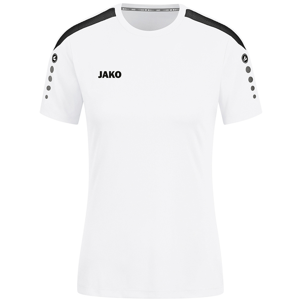 JAKO POWER T-SHIRT SHORT SLEEVE, WHITE-BLACK WOMEN. 