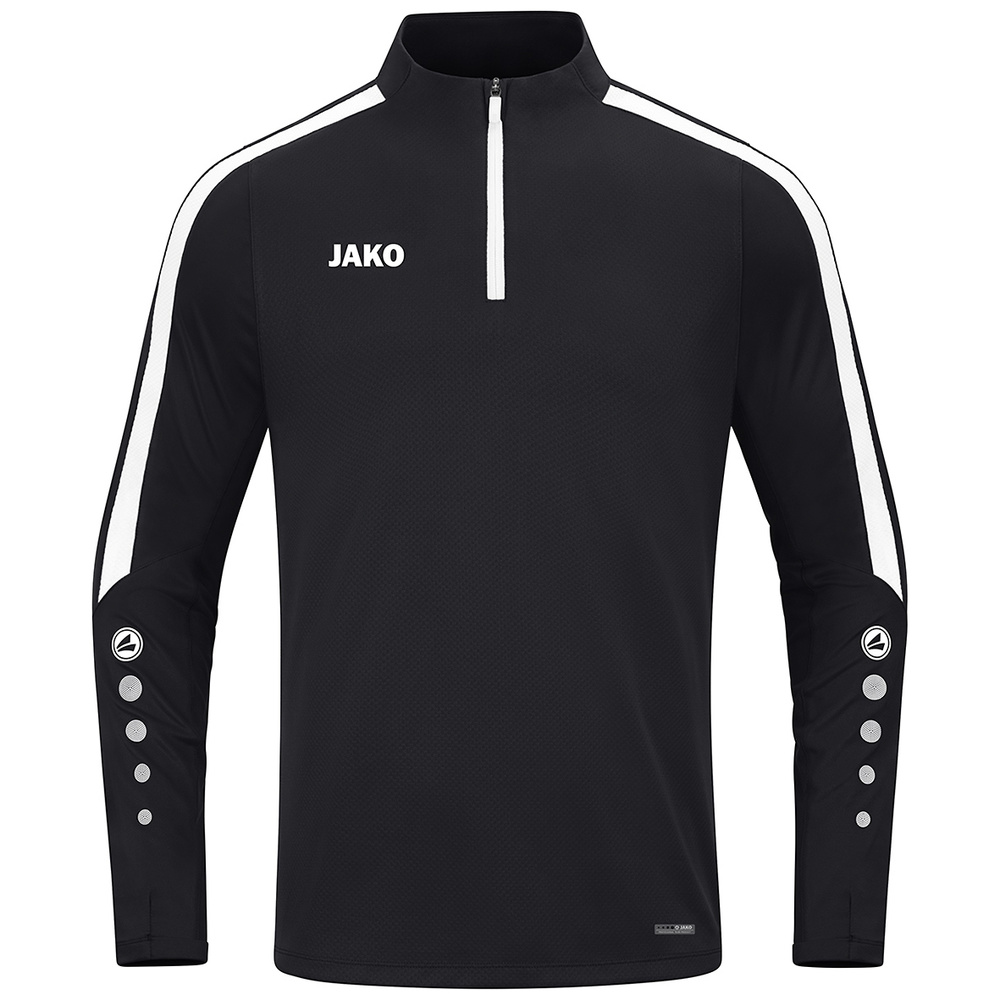 JAKO POWER ZIP TOP, BLACK-WHITE KIDS. 