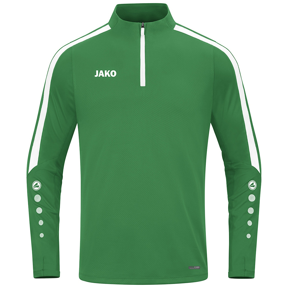 JAKO POWER ZIP TOP, SPORT GREEN-WHITE KIDS. 