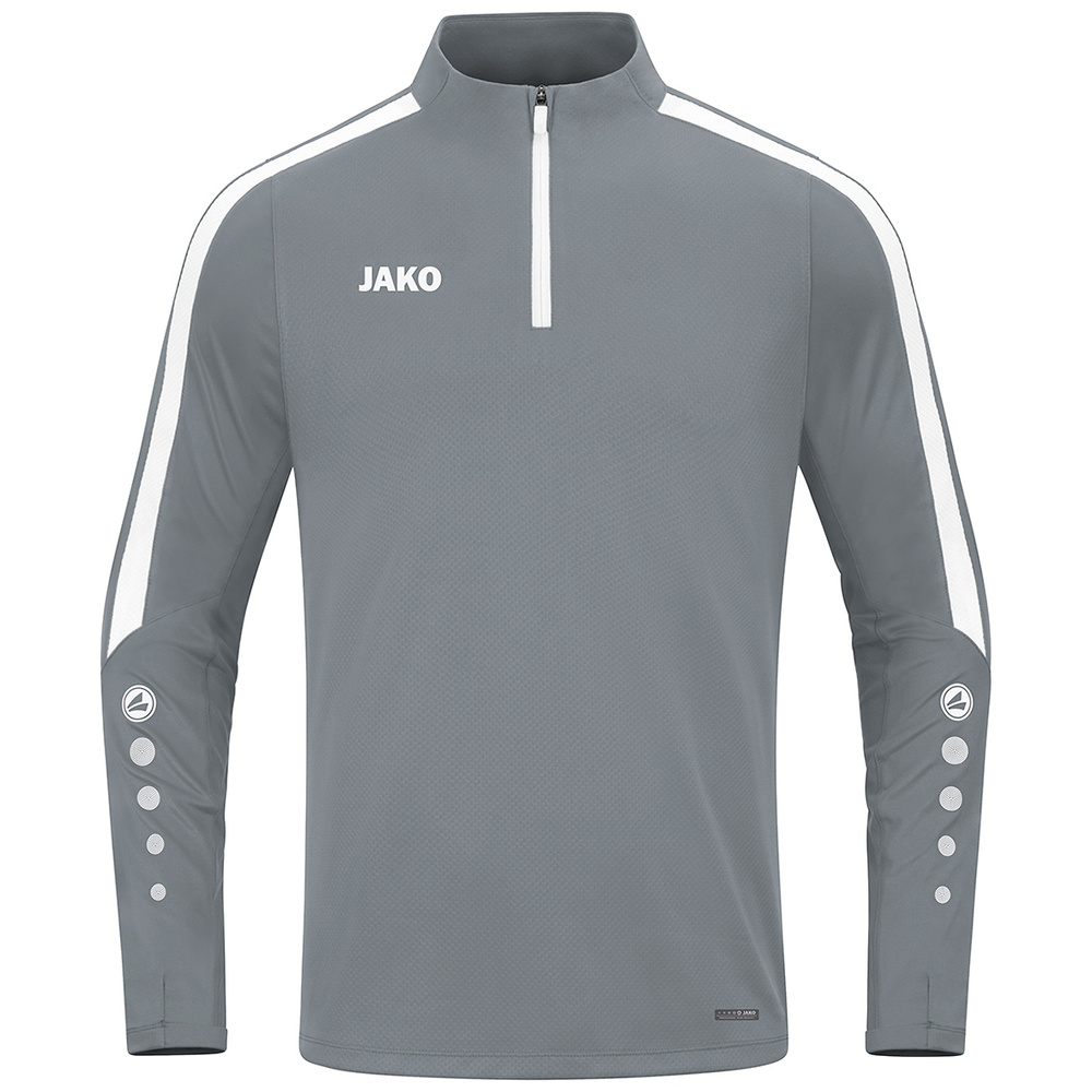 JAKO POWER ZIP TOP, STONE GREY-WHITE KIDS. 