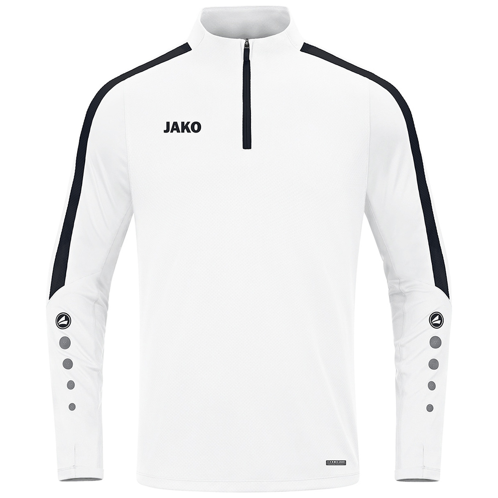 JAKO POWER ZIP TOP, WHITE-BLACK KIDS. 