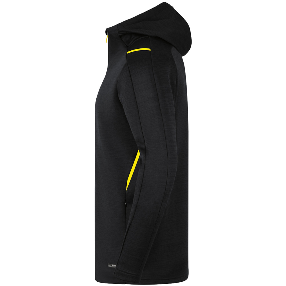 LEISURE JACKET JAKO CHALLENGE WITH HOOD, BLACK MELANGE-CITRO MEN. 