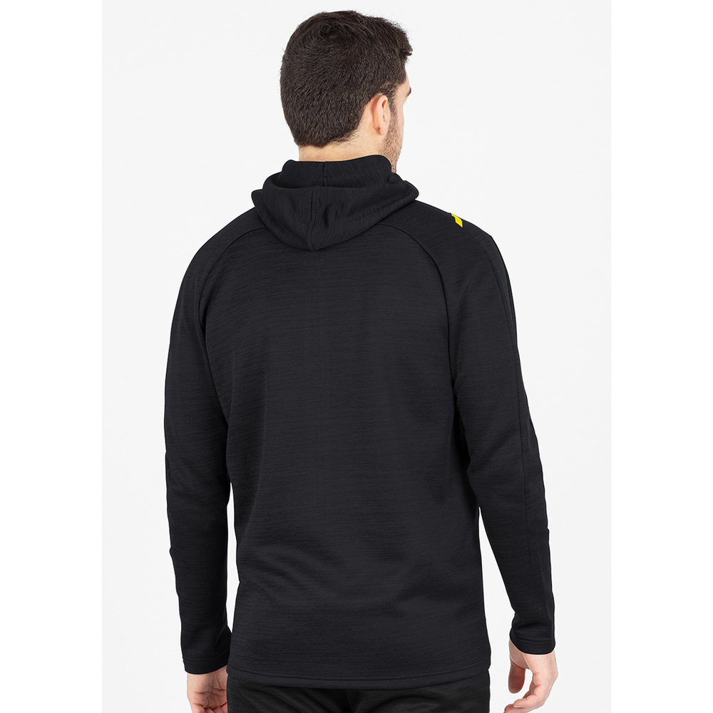 LEISURE JACKET JAKO CHALLENGE WITH HOOD, BLACK MELANGE-CITRO MEN. 