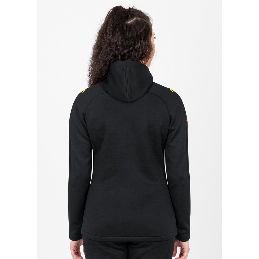 LEISURE JACKET JAKO CHALLENGE WITH HOOD, BLACK MELANGE-CITRO WOMEN. 