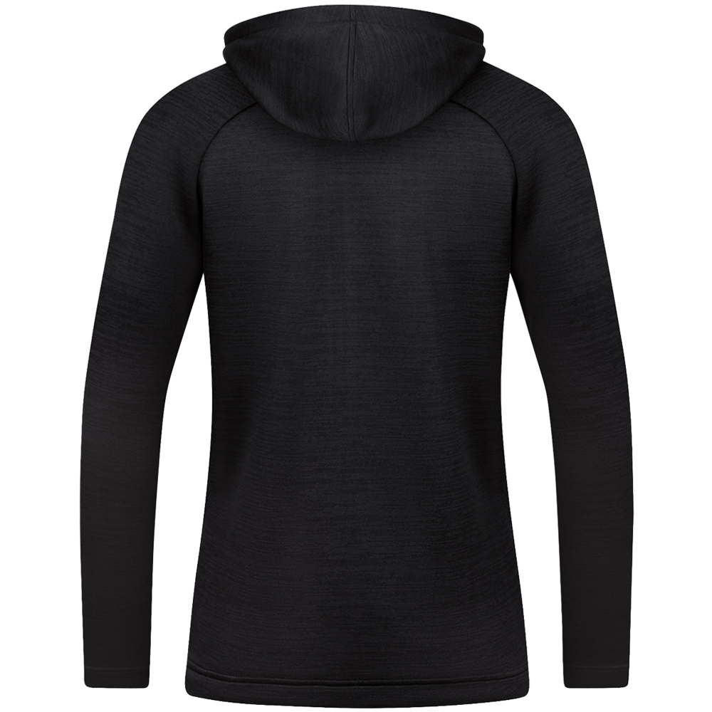 LEISURE JACKET JAKO CHALLENGE WITH HOOD, BLACK MELANGE-SPORT GREEN WOMEN. 