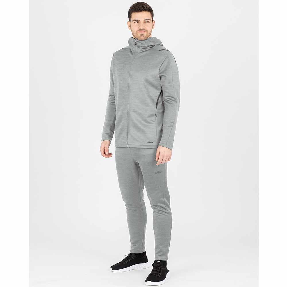 LEISURE JACKET JAKO CHALLENGE WITH HOOD, LIGHT GREY MELANGE-LIGHT ANTHRA KIDS. 