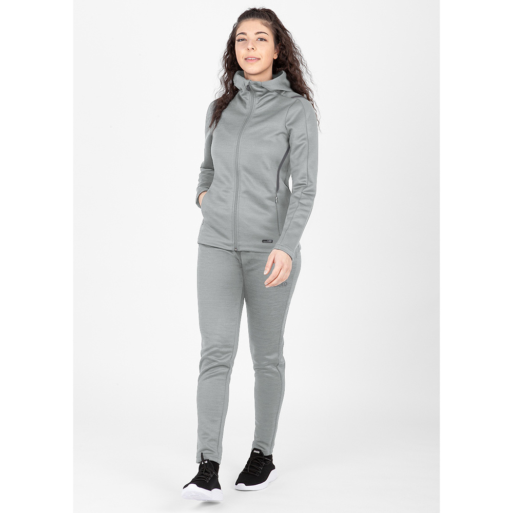 LEISURE JACKET JAKO CHALLENGE WITH HOOD, LIGHT GREY MELANGE-LIGHT ANTHRA WOMEN. 