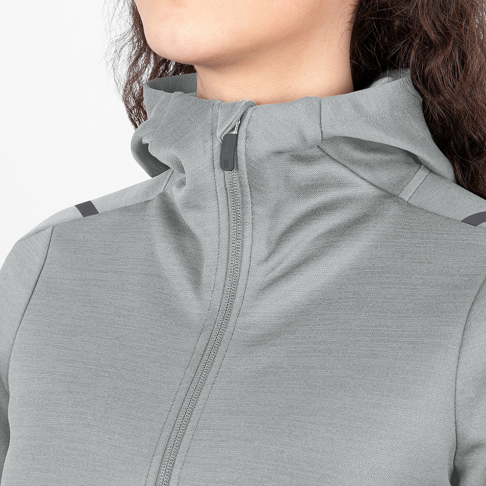 LEISURE JACKET JAKO CHALLENGE WITH HOOD, LIGHT GREY MELANGE-LIGHT ANTHRA WOMEN. 