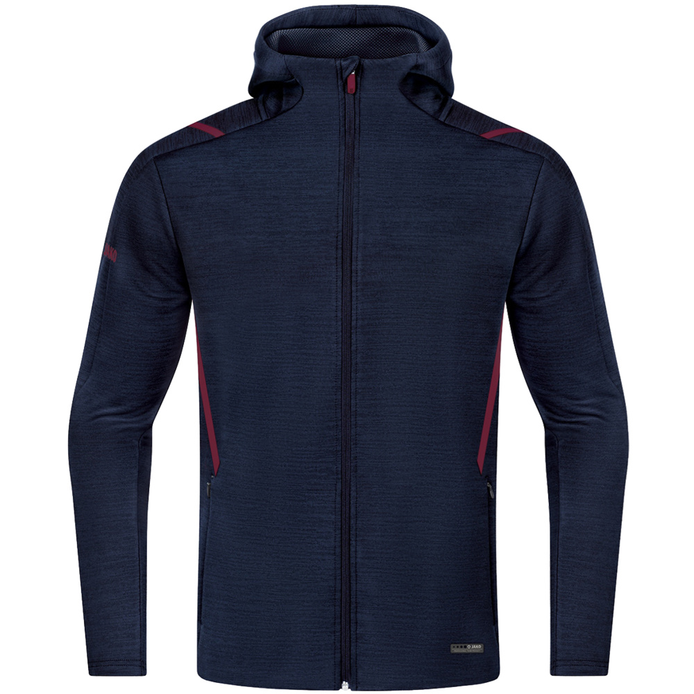 LEISURE JACKET JAKO CHALLENGE WITH HOOD, SEABLUE MELANGE-MAROON MEN. 