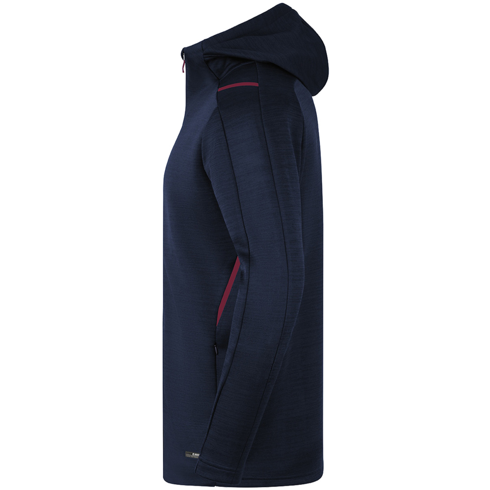 LEISURE JACKET JAKO CHALLENGE WITH HOOD, SEABLUE MELANGE-MAROON MEN. 