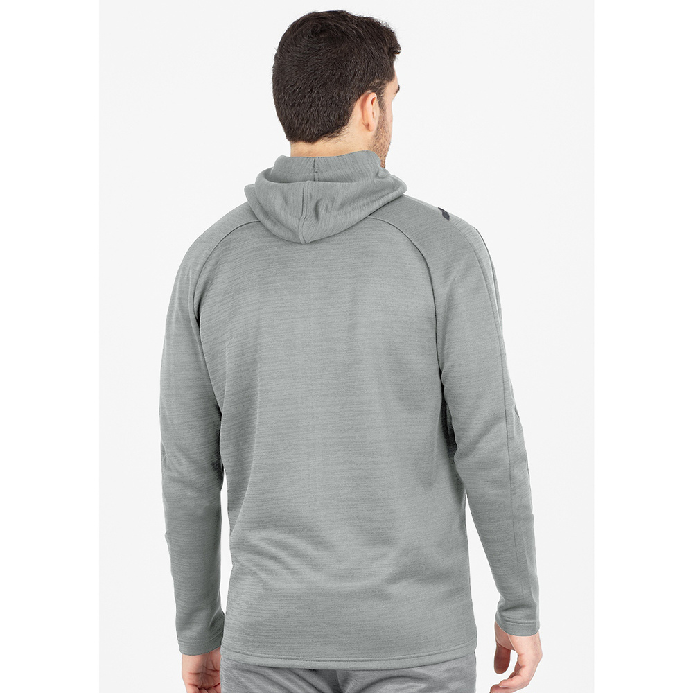 LEISURE JACKET JAKO CHALLENGE WITH HOOD, STONE GREY MELANGE-BLACK KIDS. 