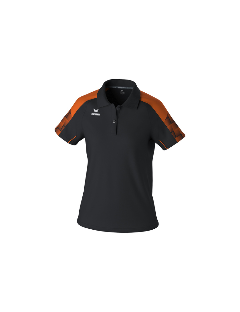 POLO ERIMA EVO STAR, NEGRO-NARANJA-MUJER 