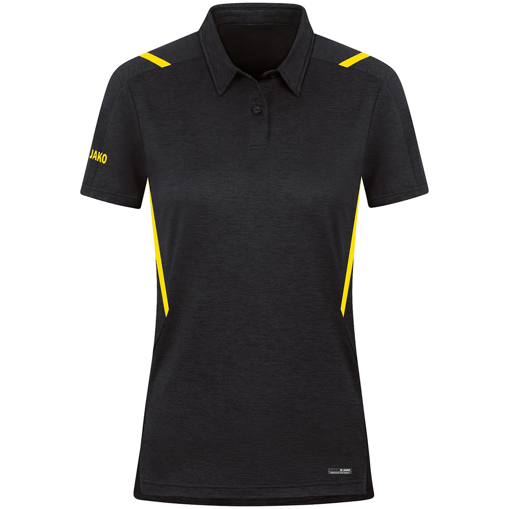 POLO JAKO CHALLENGE, BLACK MELANGE-CITRO WOMEN. 