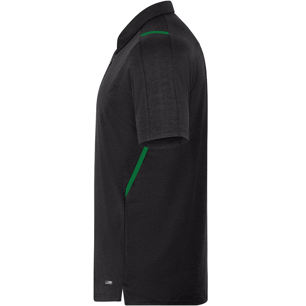 POLO JAKO CHALLENGE, BLACK MELANGE-SPORT GREEN MEN. 