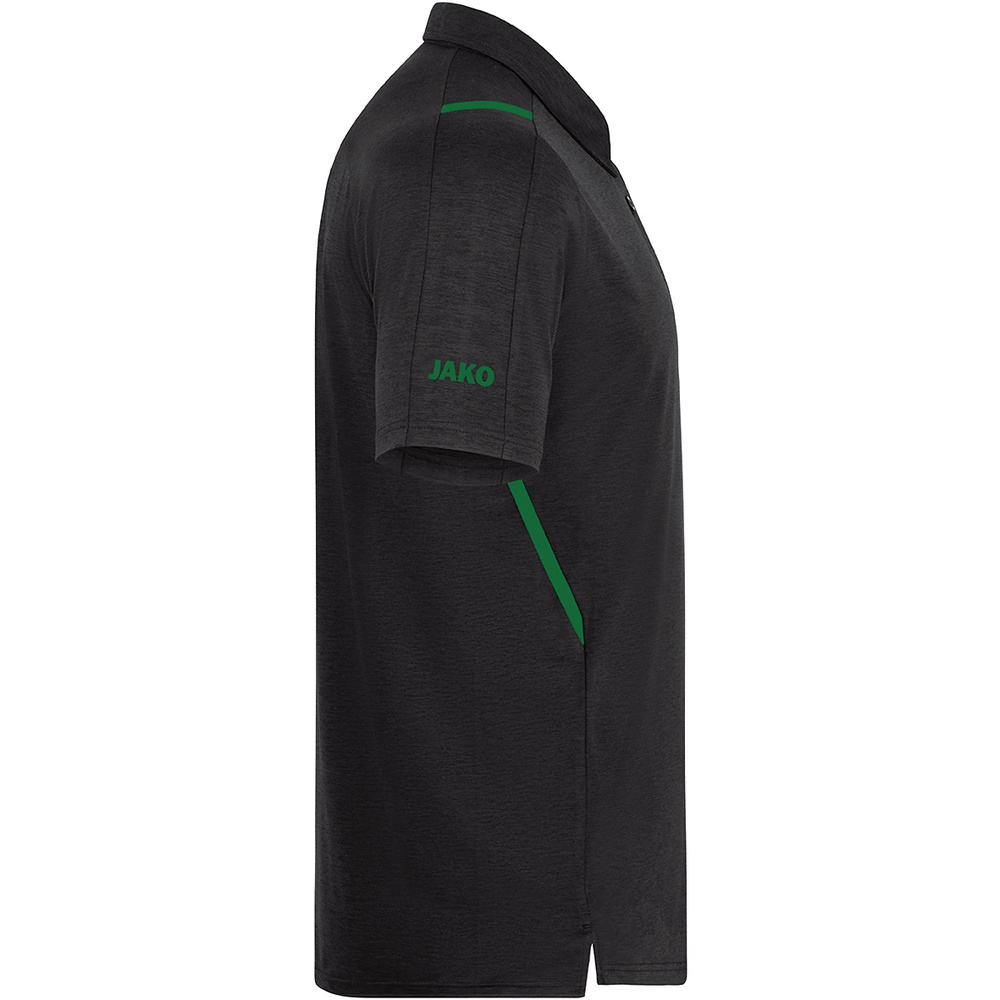 POLO JAKO CHALLENGE, BLACK MELANGE-SPORT GREEN MEN. 