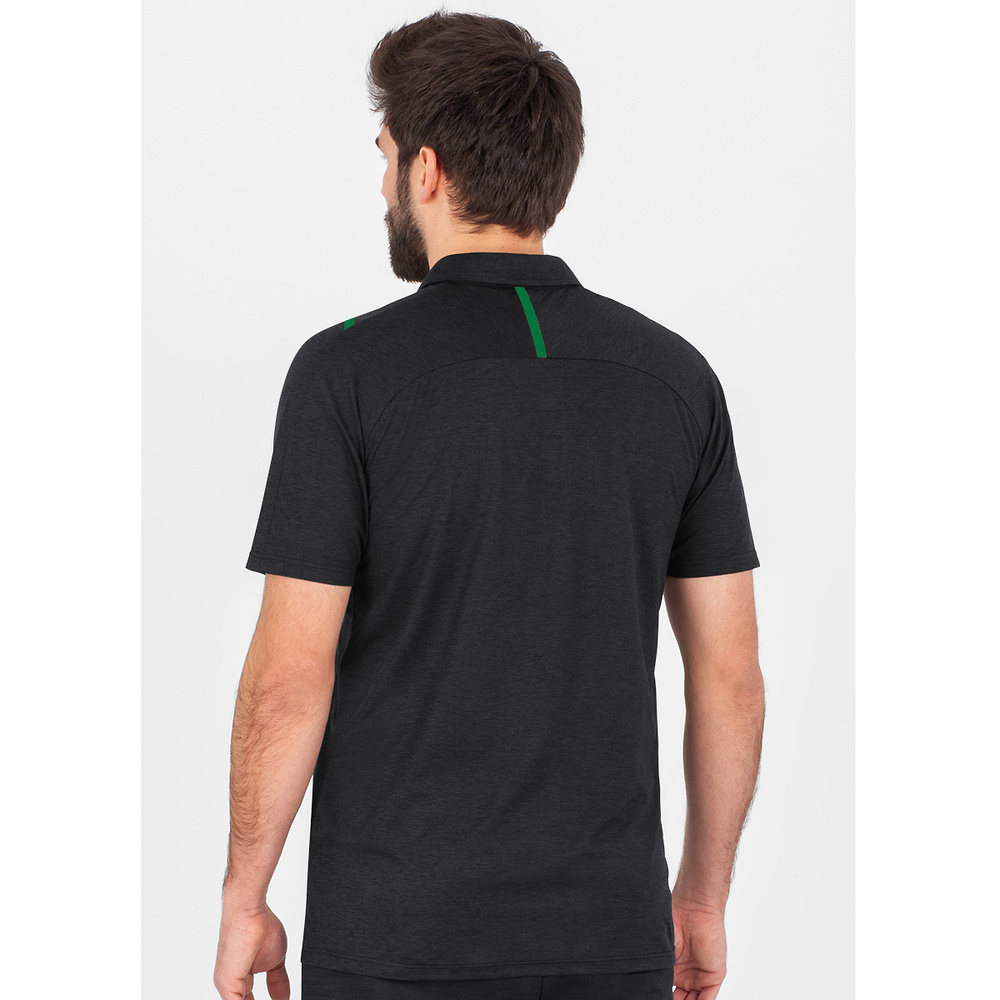 POLO JAKO CHALLENGE, BLACK MELANGE-SPORT GREEN MEN. 