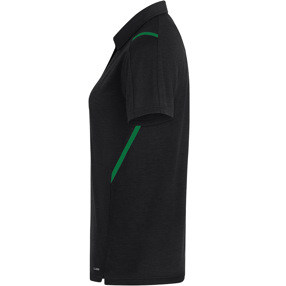 POLO JAKO CHALLENGE, BLACK MELANGE-SPORT GREEN WOMEN. 