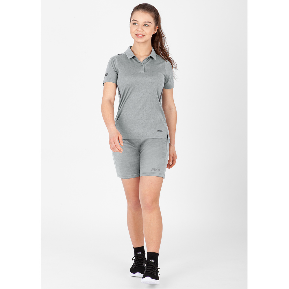 POLO JAKO CHALLENGE, GREY MELANGE-LIGHT ANTHRA WOMEN. 