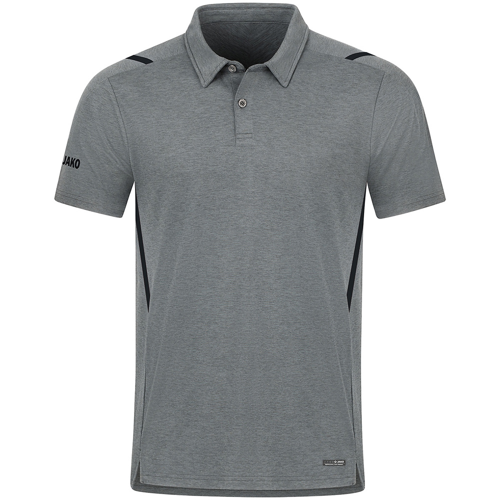 POLO JAKO CHALLENGE, STONE GREY MELANGE-BLACK MEN. 