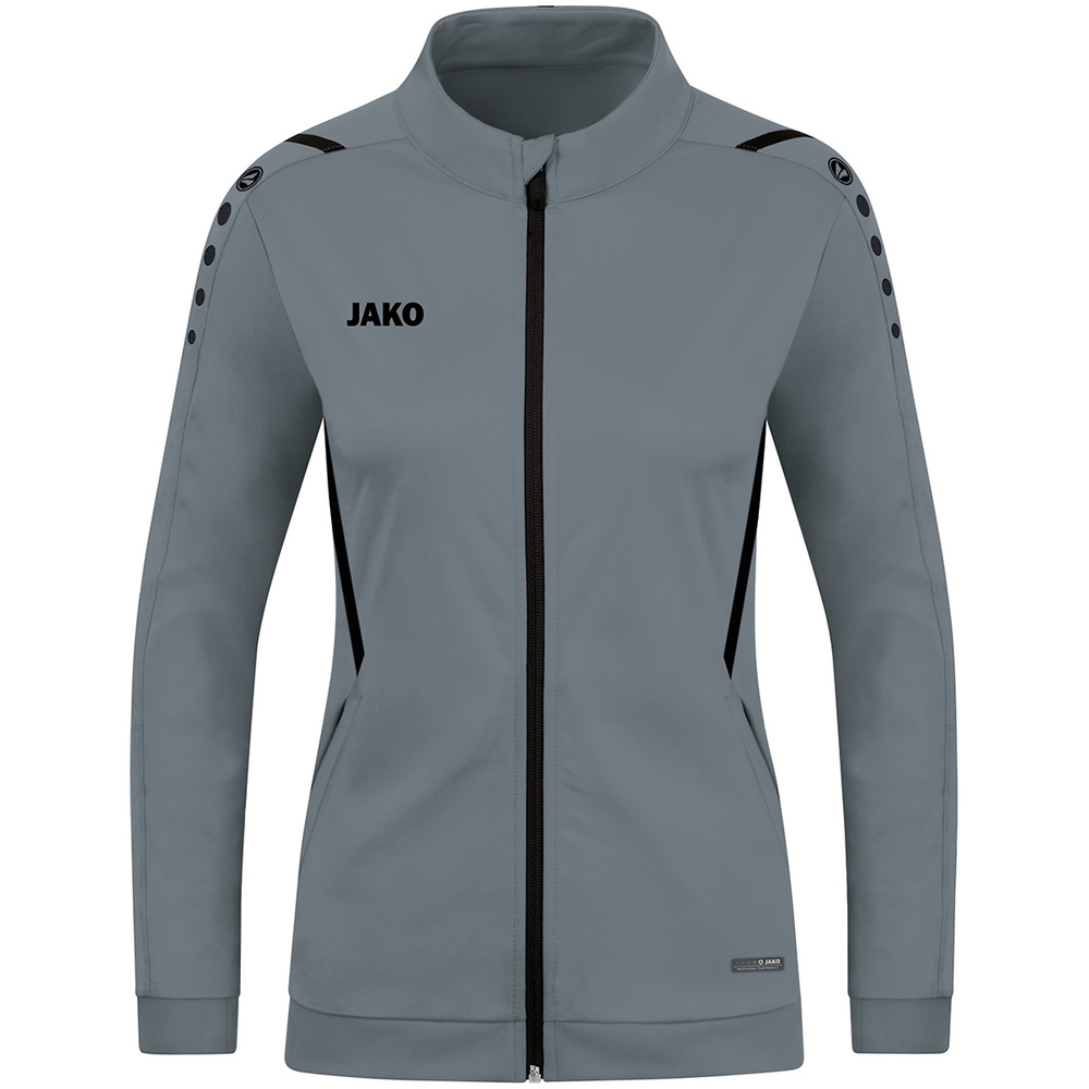 POLYESTER JACKET JAKO CHALLENGE, STONE GREY-BLACK WOMEN. 