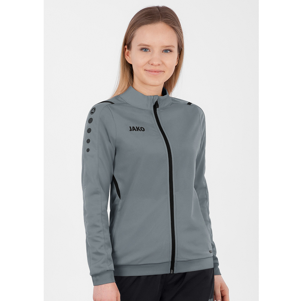 POLYESTER JACKET JAKO CHALLENGE, STONE GREY-BLACK WOMEN. 