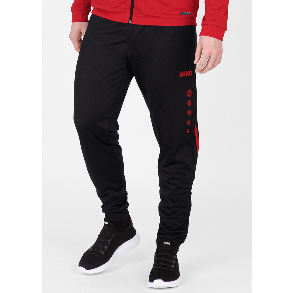 POLYESTER TROUSERS JAKO CHALLENGE, BLACK-RED KIDS.