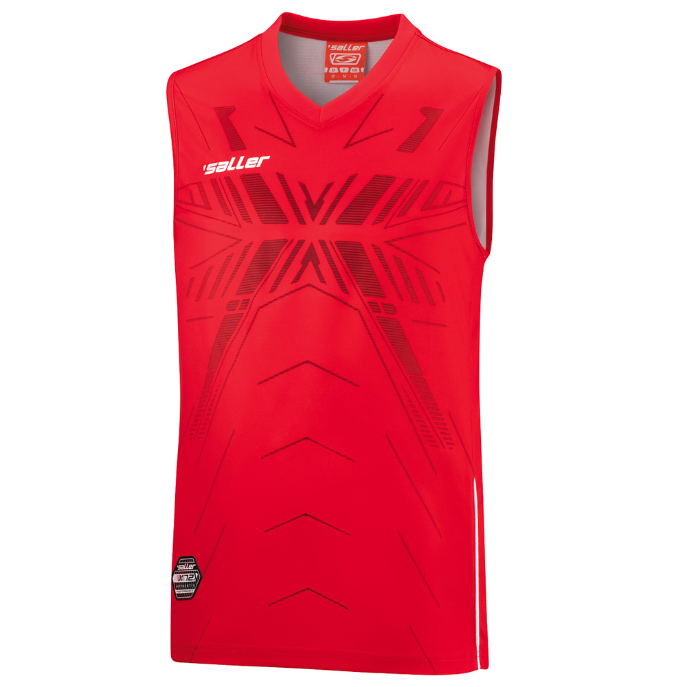 SLEEVELESS TRAININGS-TEE T-SHIRT SALLERX.72, RED-BORDEAUX-WHITE UNISEX. 