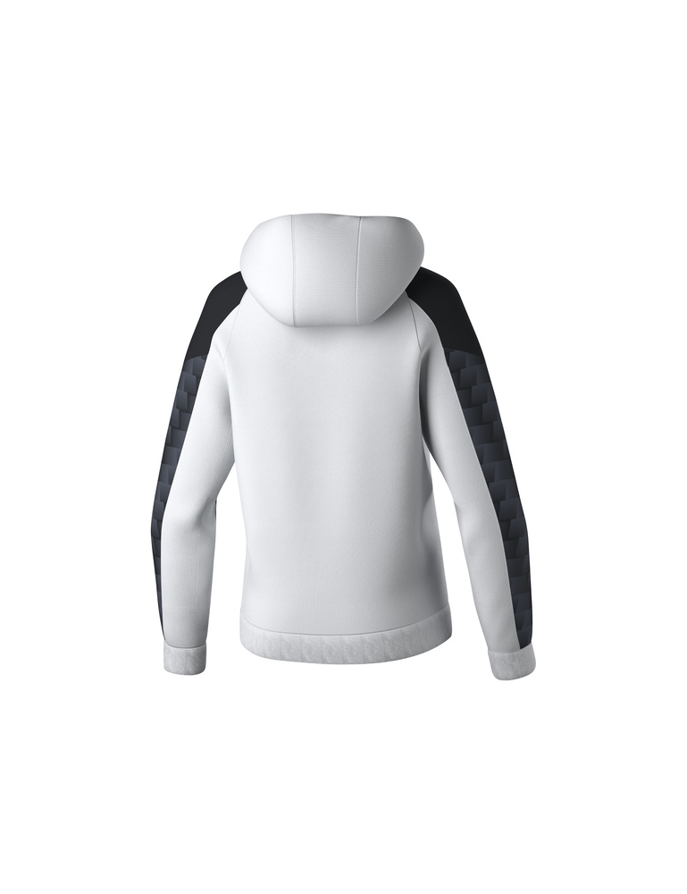 SUDADERA ERIMA EVO STAR CON CAPUCHA, BLANCO-NEGRO-MUJER 