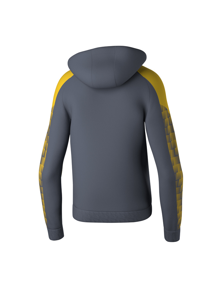 SUDADERA ERIMA EVO STAR CON CAPUCHA, GRIS PIZARRA-AMARILLO-HOMBRE 