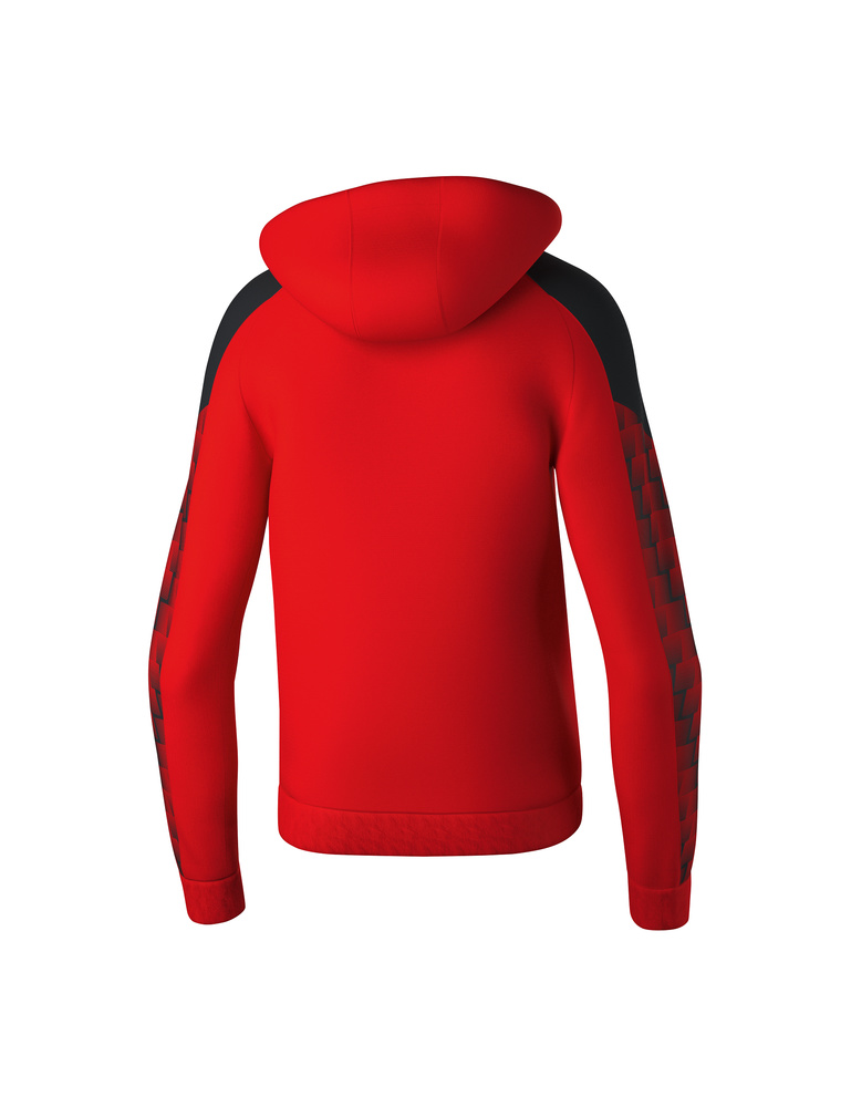 SUDADERA ERIMA EVO STAR CON CAPUCHA, ROJO-NEGRO-HOMBRE 