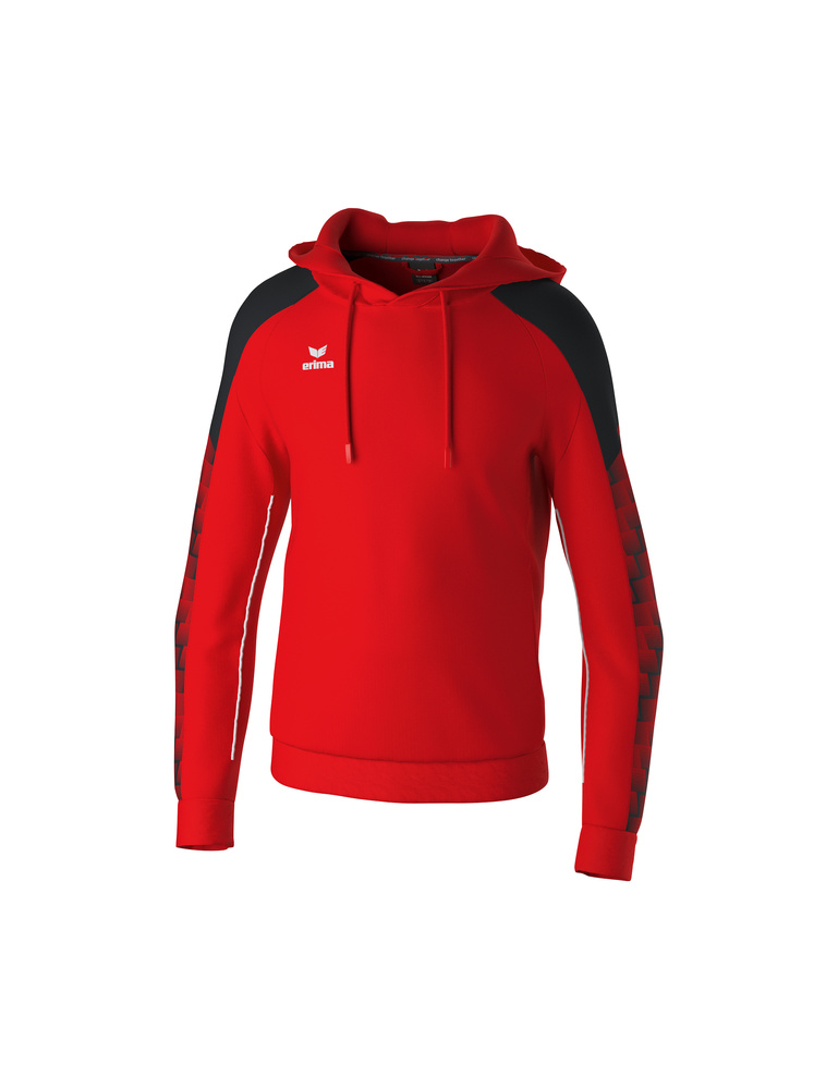 SUDADERA ERIMA EVO STAR CON CAPUCHA, ROJO-NEGRO-HOMBRE 