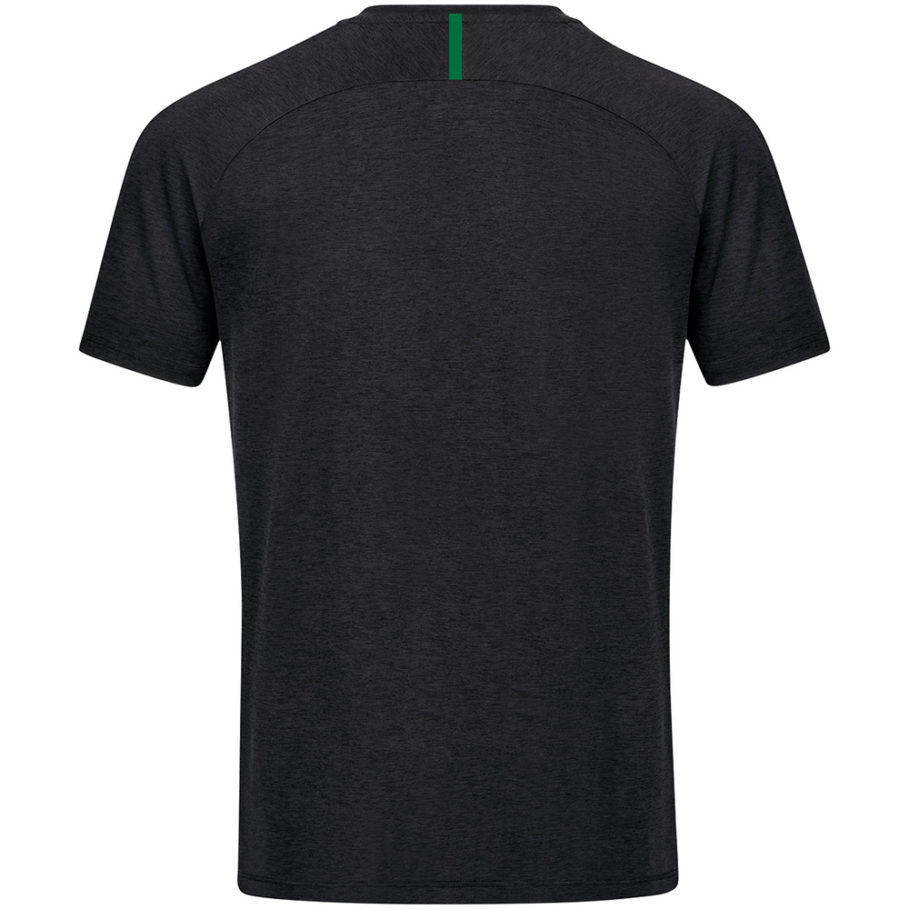 T-SHIRT JAKO CHALLENGE, BLACK MELANGE-SPORT GREEN KIDS. 