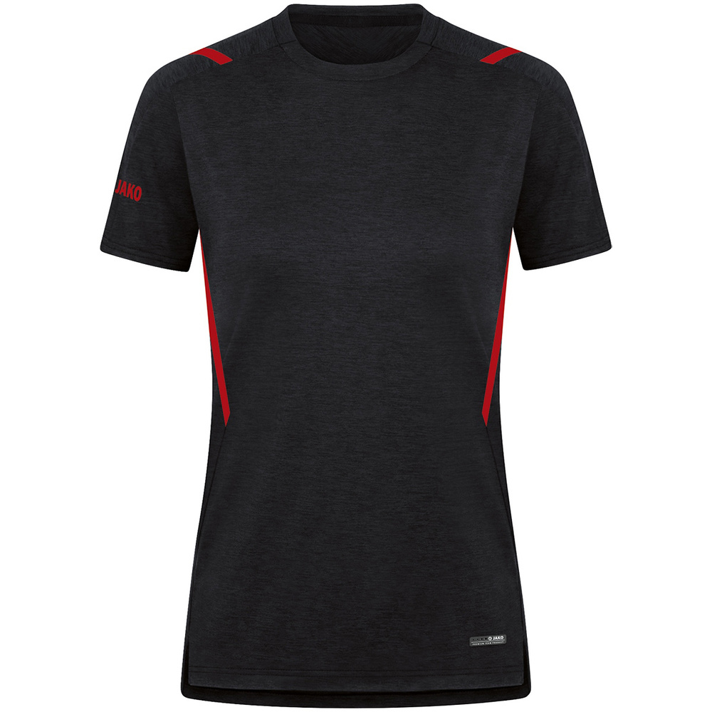 T-SHIRT JAKO CHALLENGE, NEGRA MELANGE-ROJA WOMEN. 