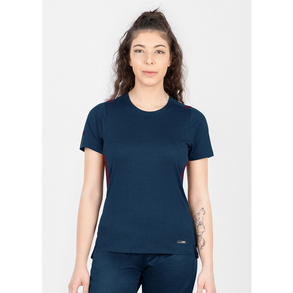 T-SHIRT JAKO CHALLENGE, SEABLUE MELANGE-MAROON WOMEN. 