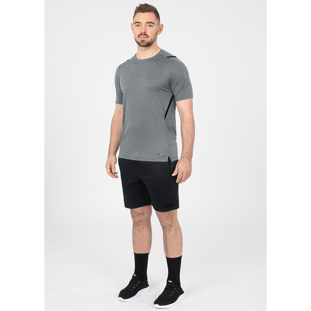 T-SHIRT JAKO CHALLENGE, STONE GREY MELANGE-BLACK MEN. 