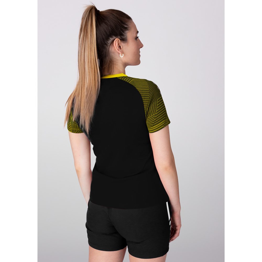 T-SHIRT JAKO PERFORMANCE, BLACK-SOFT YELLOW WOMEN. 