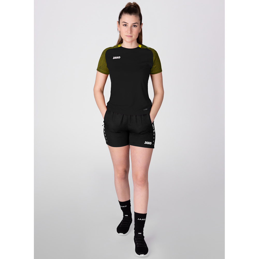 T-SHIRT JAKO PERFORMANCE, BLACK-SOFT YELLOW WOMEN. 