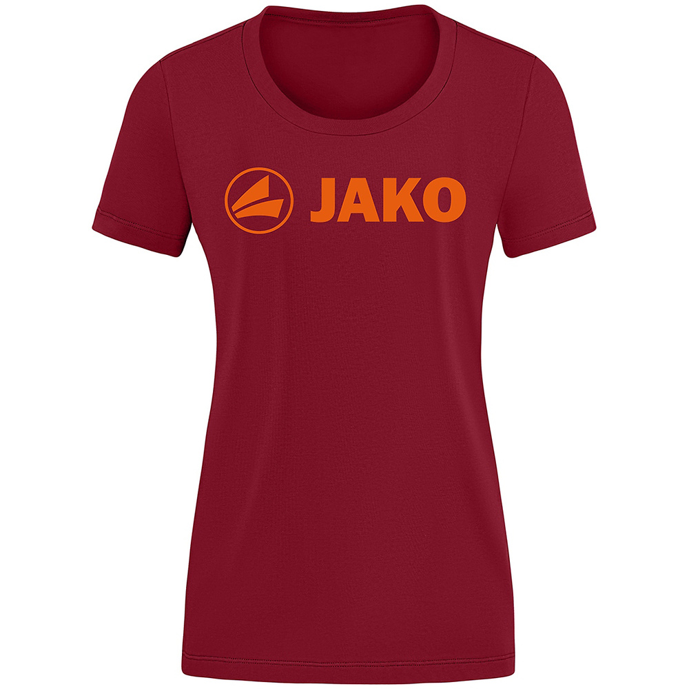 T-SHIRT JAKO PROMO, WINE RED-NEON ORANGE WOMEN. 