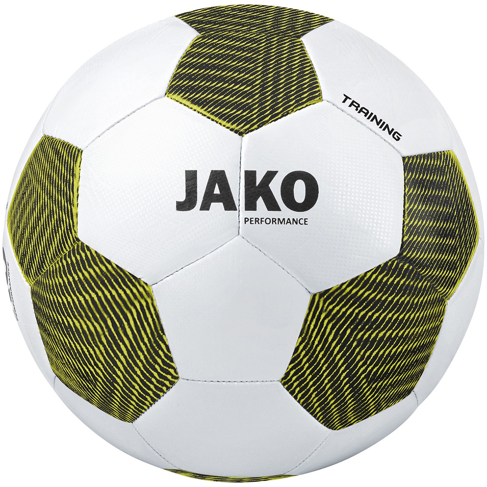 TRAINING BALL JAKO STRIKER 2.0, WHITE-BLACK-SOFT YELLOW. 