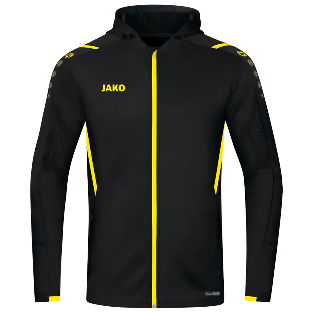 TRAINING JACKET JAKO CHALLENGE WITH HOOD, BLACK-CITRO KIDS. 